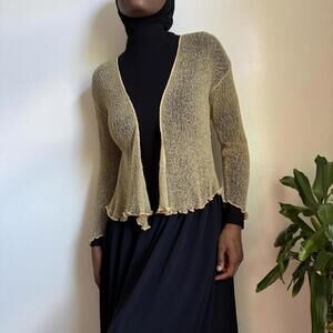 Vintage knit see through cardigan with ruffle details